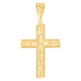†14Kt Yellow Gold Womens Nugget Cross Ht:52.2Mm Religious Pendant Charm
